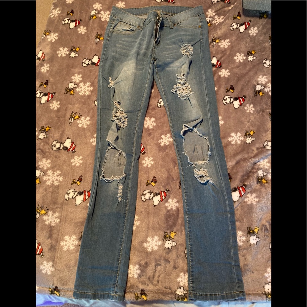 Blue ripped jeans
